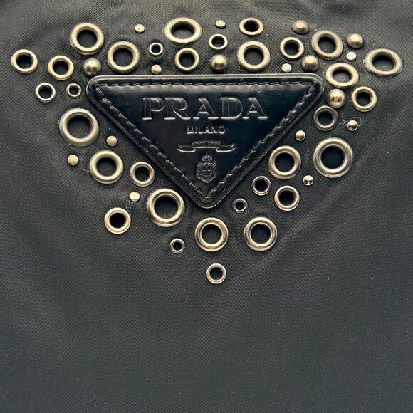 FINAL DROP! Prada Tessuto Nylon & Leather Bag with Grommet Embellishment - Picture 3 of 16